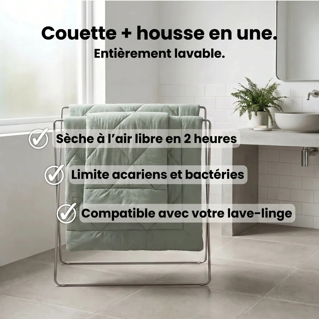 Couette et housse en une, entièrement lavable
