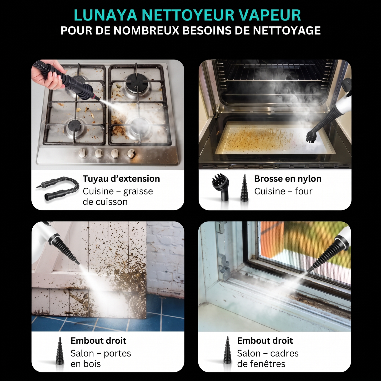 Usages du nettoyeur vapeur Lunaya