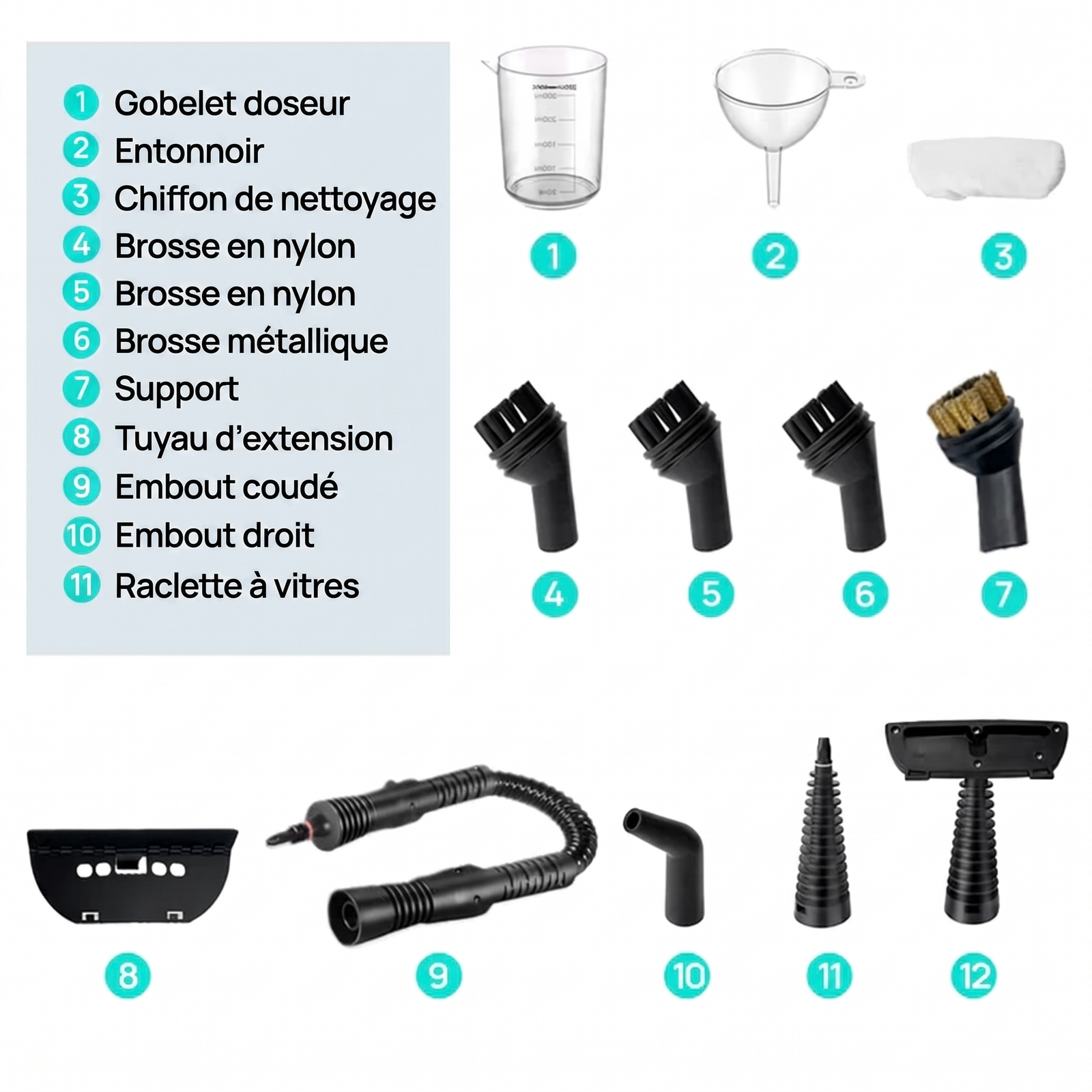 Les accessoires du nettoyeur vapeur