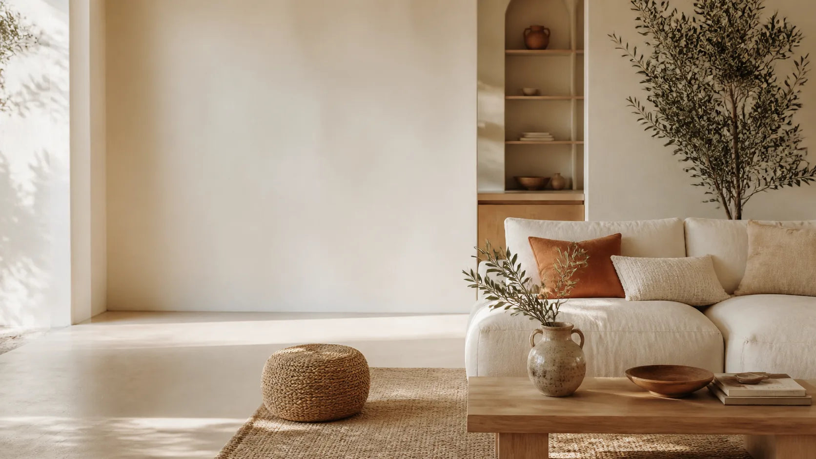 Intérieur lumineux aux matières naturelles